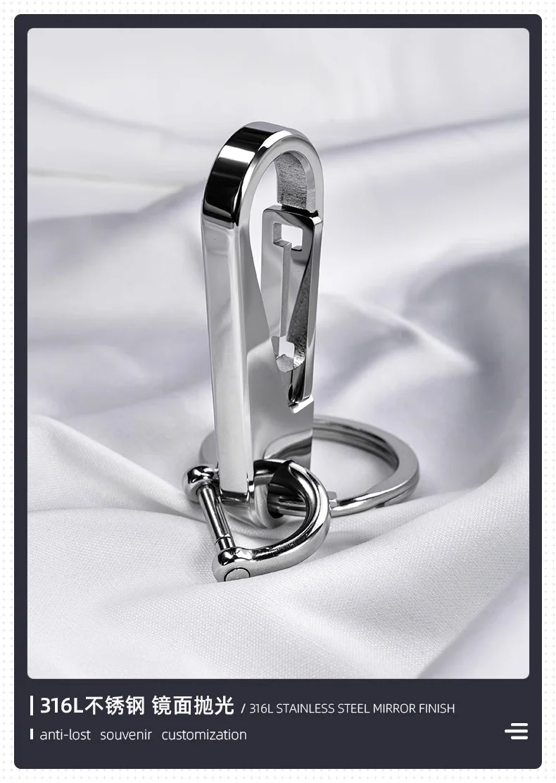 QOONG Präzision Verdickter Schlüsselbund 316L Edelstahl Auto Schlüsselbund Ring Kette Taille Hängen männer Kreative Geschenk Anhänger Y91 – Detail 2
