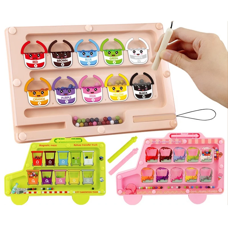 Magnetic Digital Bead Magnetic Maze Toy for Children's Puzzle Practice, Attention and Concentration Training Game for Ages 3-6 1