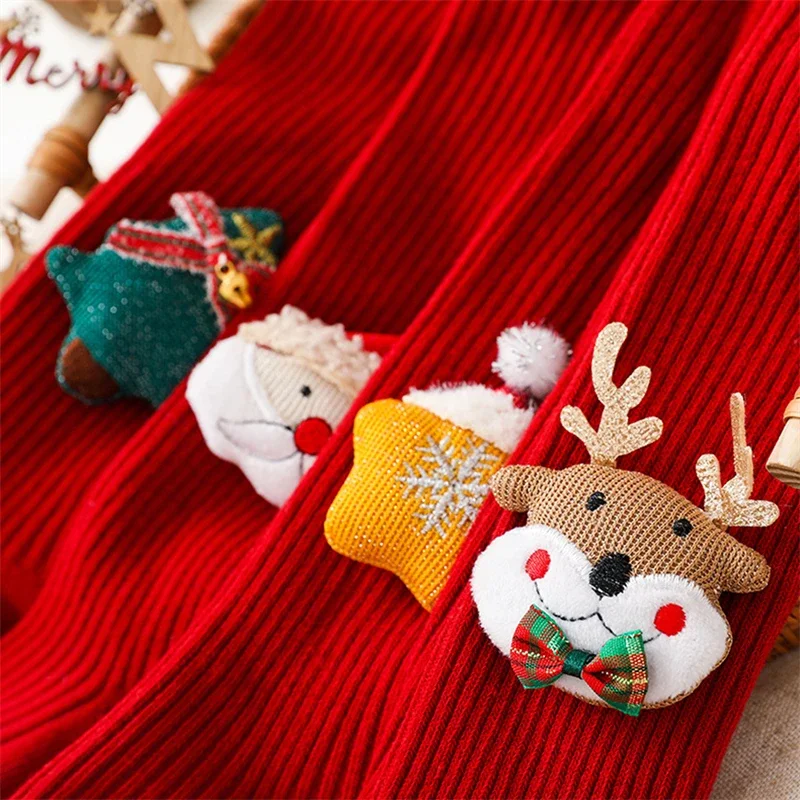 Baby Cartoon Leggings Christmas Soft Cotton Girls Red Stocking Newborn Baby Children's Bottomed Pantyhose New Year Gifts Tights