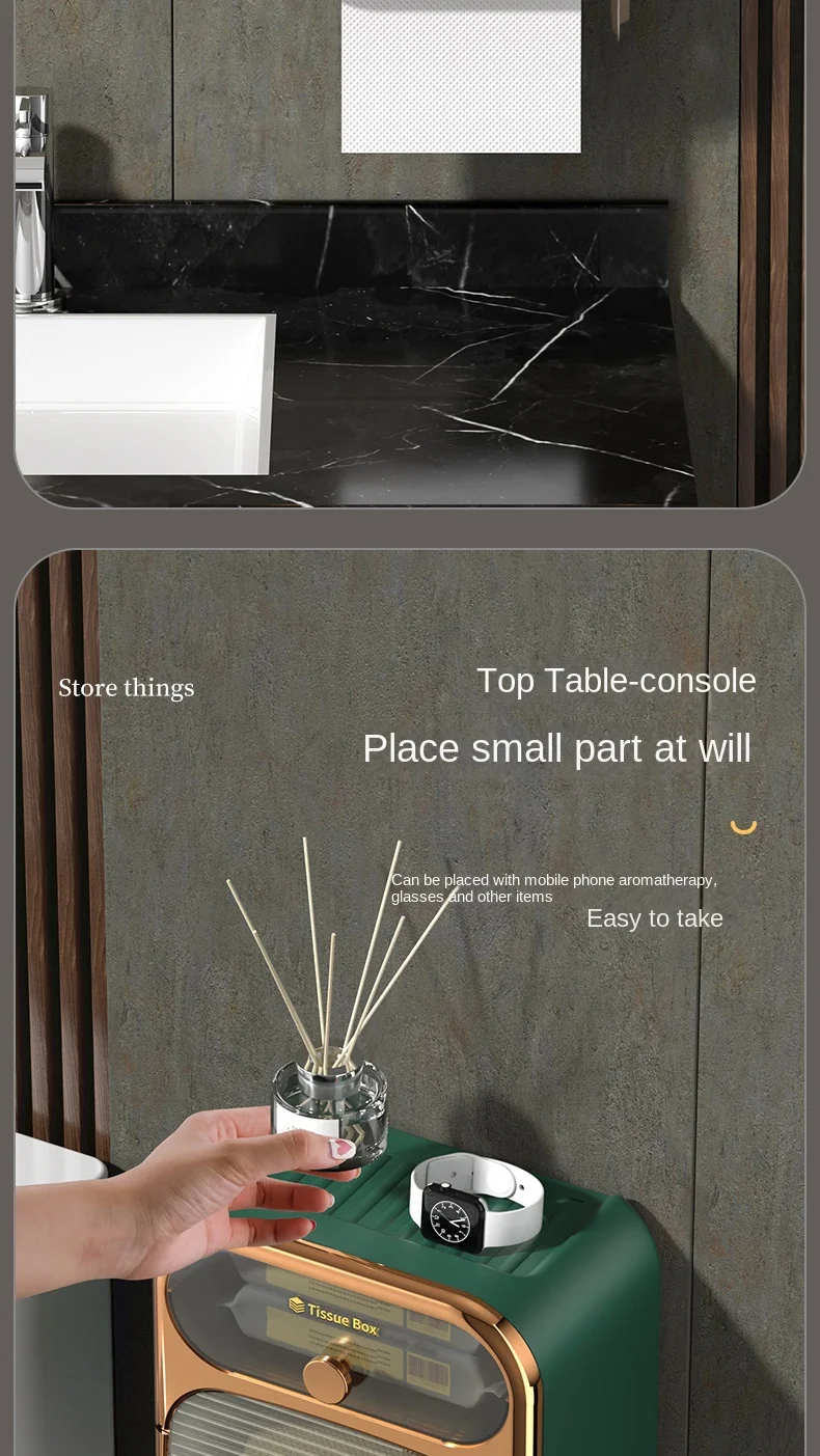 S43e118294ec24f1ca69fced83abb9702G Toilet Tissue Box, Wall Mounted Waterproof Toilet Paper Box Punching Free Suction Paper Box Toilet Paper Roll Paper Storage Rack Mallzona