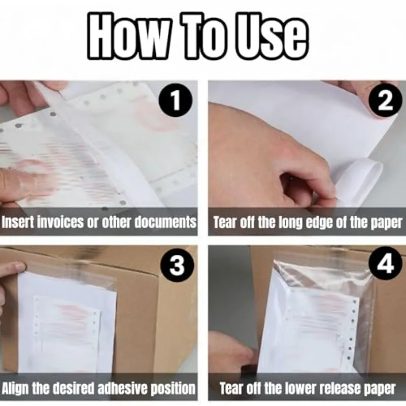 50pcs Plain Sticky Document Enclosed Wallets Plastic Shipping Pouches Peel and Seal Durable Waterproof Attach Invoices Packing