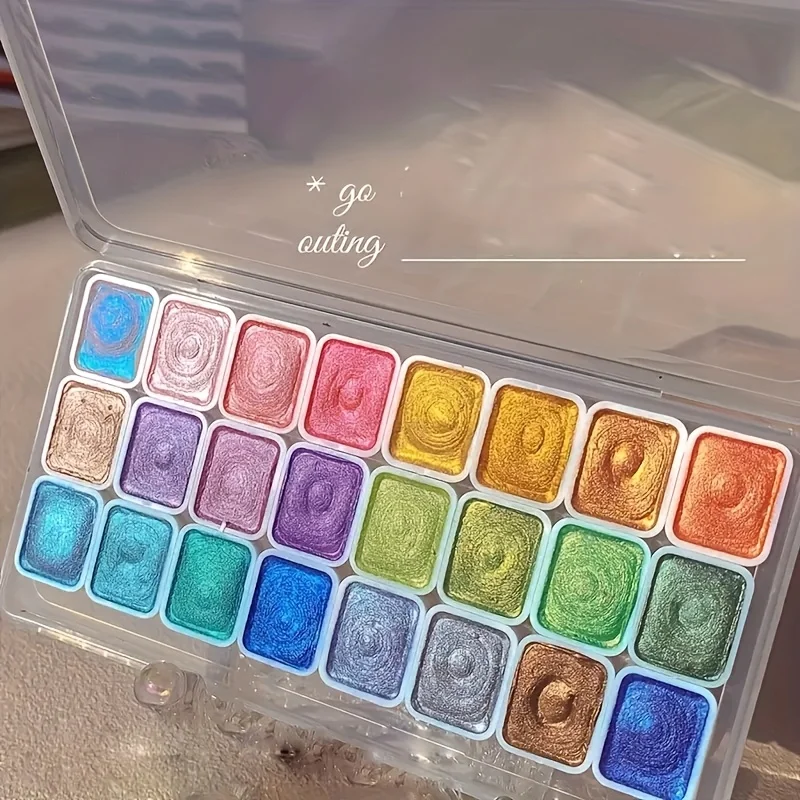 Pearlescent Watercolor Pigments, Painted Watercolor, Solid Metal Packaging, Traditional Chinese Painting, Nail Art, Thangka, Gol