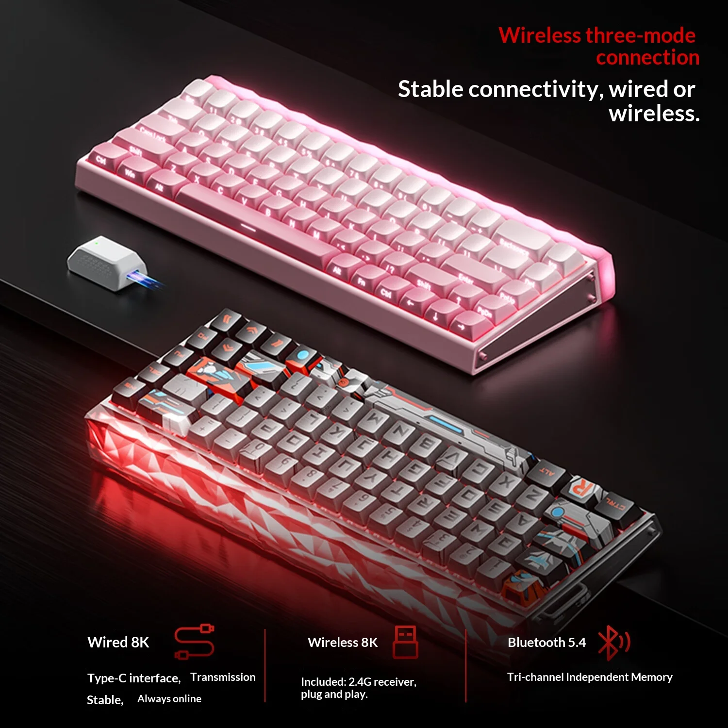 AULA Hero68 Air 트라이 모드 마그네틱 스위치 키보드 듀얼 8K 유선 무선 RT 낮은 대기 시간 68키 핫스왑 가능 RGB 웹 드라이버