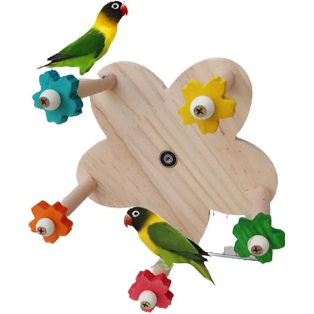 

Деревянная игрушка-попугай, вращающаяся прочная игрушка-колесо для попугаев, устойчивая к укусам с подшипником, подставка-Кормушка для обучения попугаям