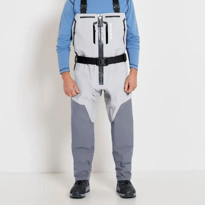 Fly Fishing Wader for Men Waterproof Front Zipper Chest Waders with Neoprene Foot Seam River Upstream Hunting Women Wading Pants