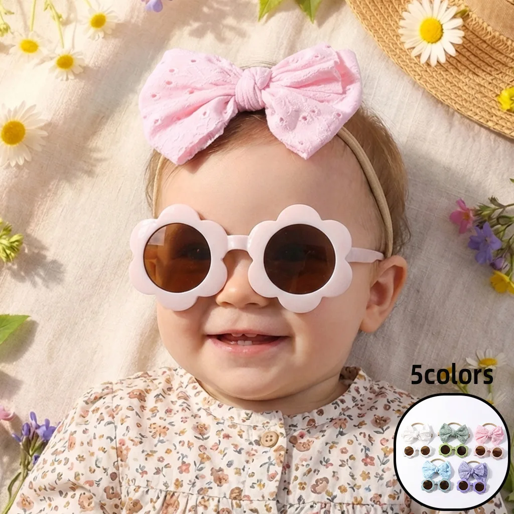 보우 베이비 헤어 스트랩 안경 세트 해외 무역 자외선 차단  남아 여아 헤어웨어 공주 액세서리 아동용품