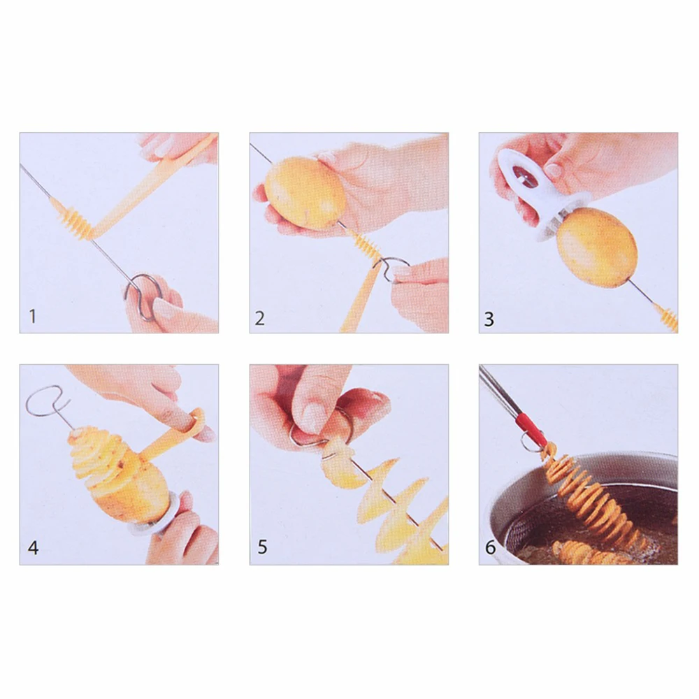 3 string Rotate Potato Slicer Stainless Steel +Plastic Twisted Potato Slice Cutter Spiral DIY Manual Creative Kitchen Gadgets