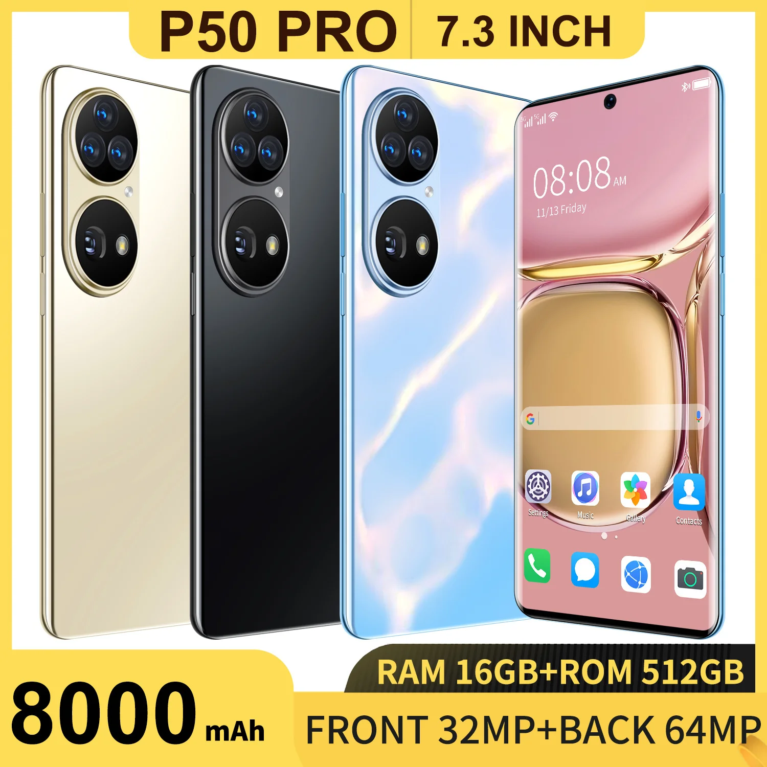 ショッピング売品 Global Version P50 Pro 7 3inch Smartphone 64mp Camera 16 512gb 8000mah Battery 10 Core Android 11 Unlock Mobile Phone 22 New 廉価販売中 Lp Megaestante Com Br