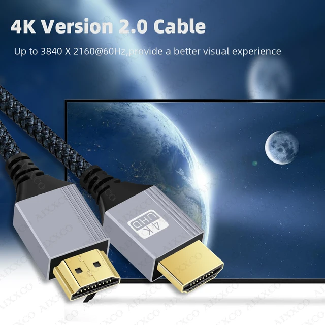 AIXXCO HDMI 호환 케이블, 다양한 디바이스 간에 신호 전달, 고품질 케이블, HDMI-Compatible2.0, 4K 해상도, 할인가격 1,300원, 정상가격 6,254원, 평점 4.8/5