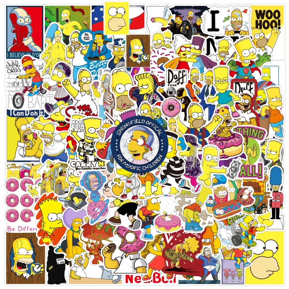 

10/30/50/100pcs Classic Anime The Simpsons Funny Stickers Cute Cartoon Decals DIY Computer Phone Laptop Fun for Kid Sticker Gift