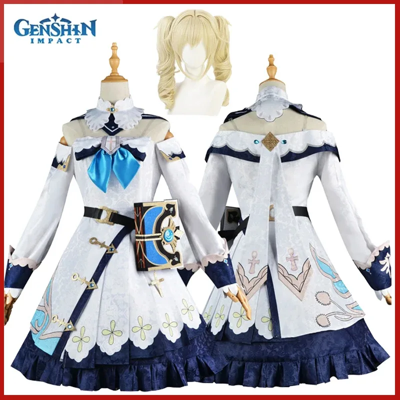 Game Genshin Impact Barbara Cosplay Costume Girls Princess Dresses Lolita Maid Clothes Wig Suit Anime Uniform Halloween Partyv;6
