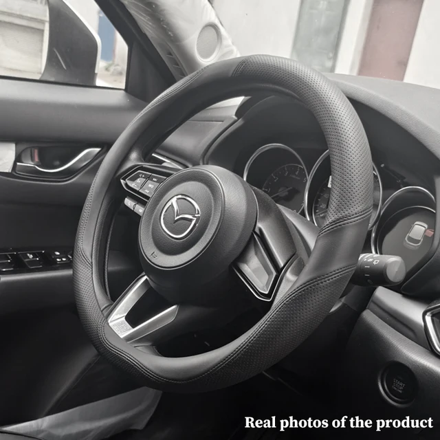 38cm Leather Car Steering Wheel Cover For Mazda 2 3 CX-5 CX-30 CX-8 CX-3 6 5 CX-9 CX-60 BT-50 Anti-slip Car Interior Accessories 2