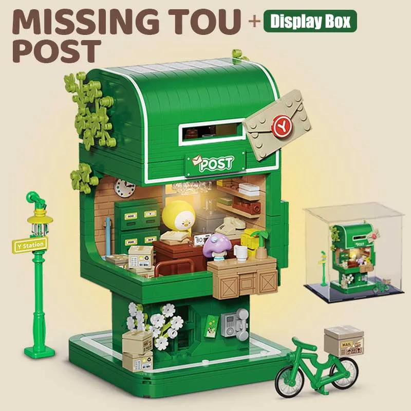 City Street View Post Office Con Tetto Architettura Del Giardino Building Blocks Cabina Telefonica Mattoni Giocattoli Per Bambini Regali Per Ragazze