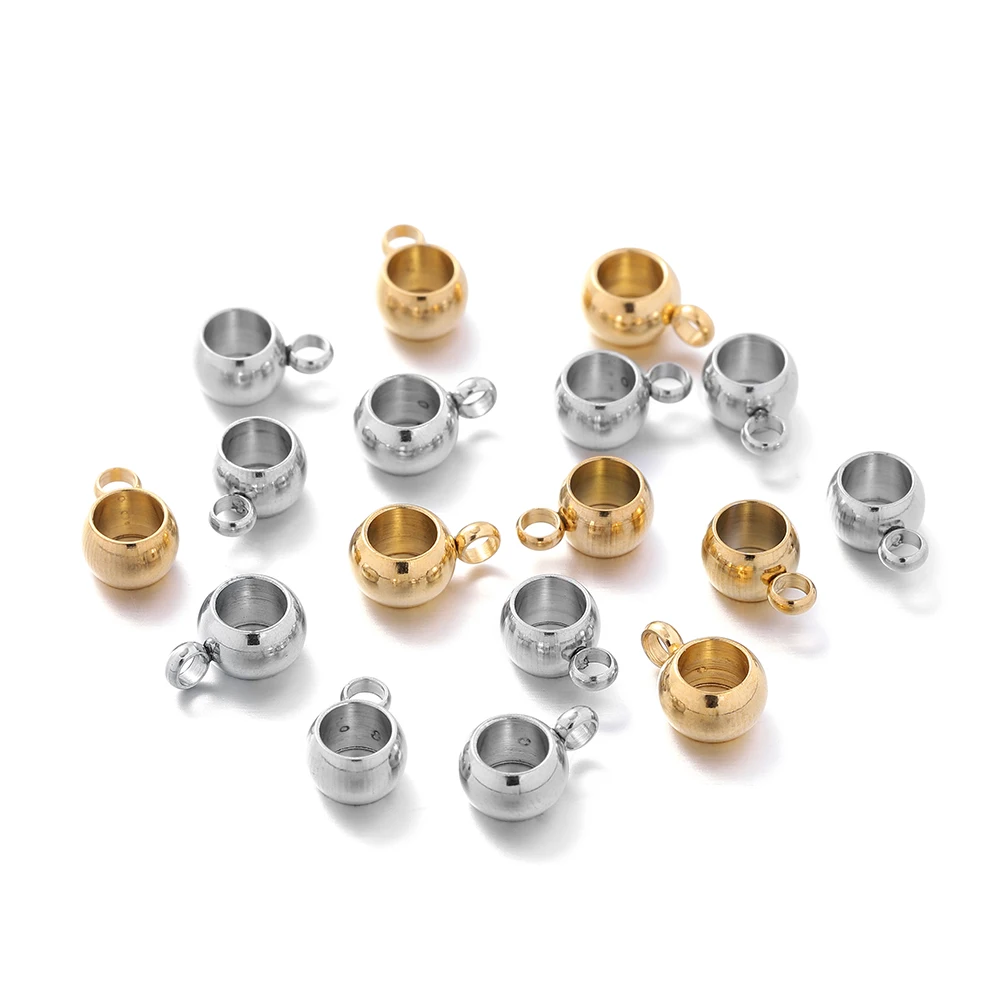 

10Pcs/Lot Stainless Steel Spacer Beads Pendant Charms Clasps Bail Beads for Bracelet Necklace DIY Jewelry Making Findings