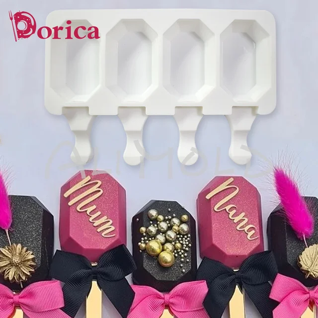 Nyolcszög Alakú Szilikon Fagylalt Penész 4 Lyuk Popsicle Cube Maker Csokoládétálca Otthoni Kert