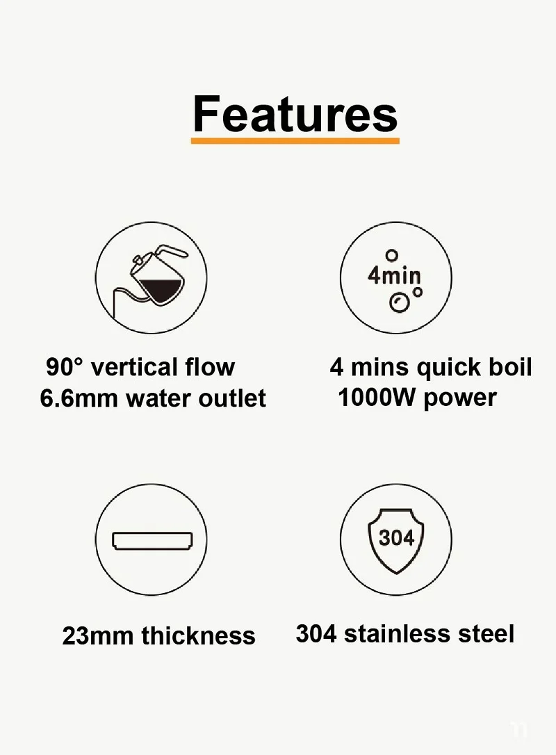 Description Picture 3 of item220V Electric Kettle Hand Brew Coffee Kettle Gooseneck Jug Slender Mouth Pot 304 Stainless Steel Quick Boiling Kettle 110V/220V