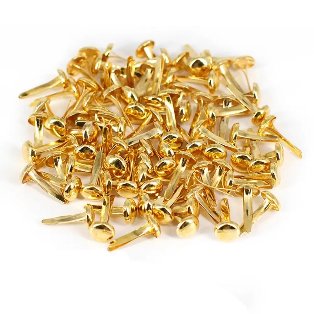 100pcs Brads Metal Brad for Paper Crafts Paper Fastener in A Box, Bass Fasteners for Scrapbooking DIY(8 x 20 mm)