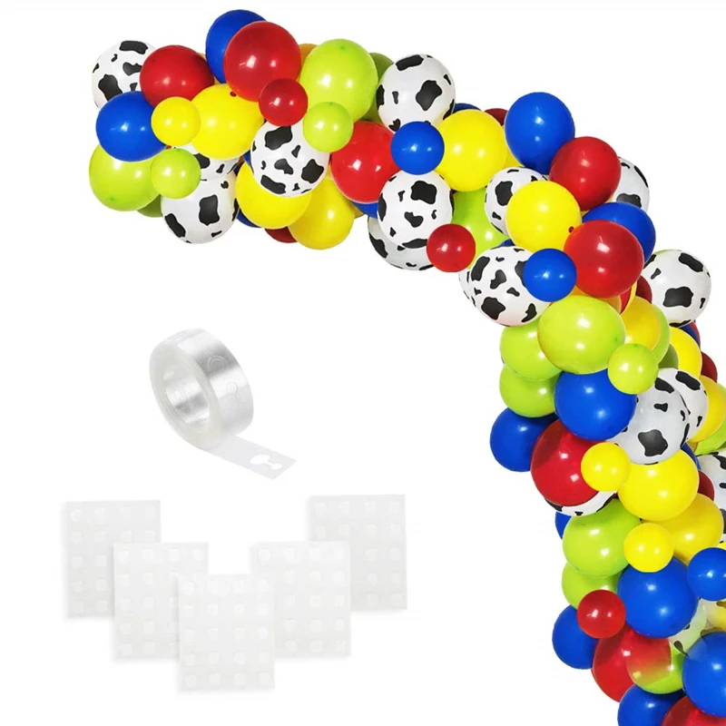 

120pcs Toy Inspired Story Party Cow Colorful Latex Balloons Arch for Baby Shower, Kids Birthday Party Backdrop Decorations