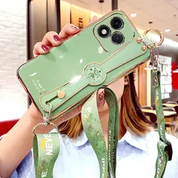Stylish Crossbody Case with Wrist Strap and Neck Lanyard - Trendy Phone Holder Cover Gift - Honor Magic7 (Light green)