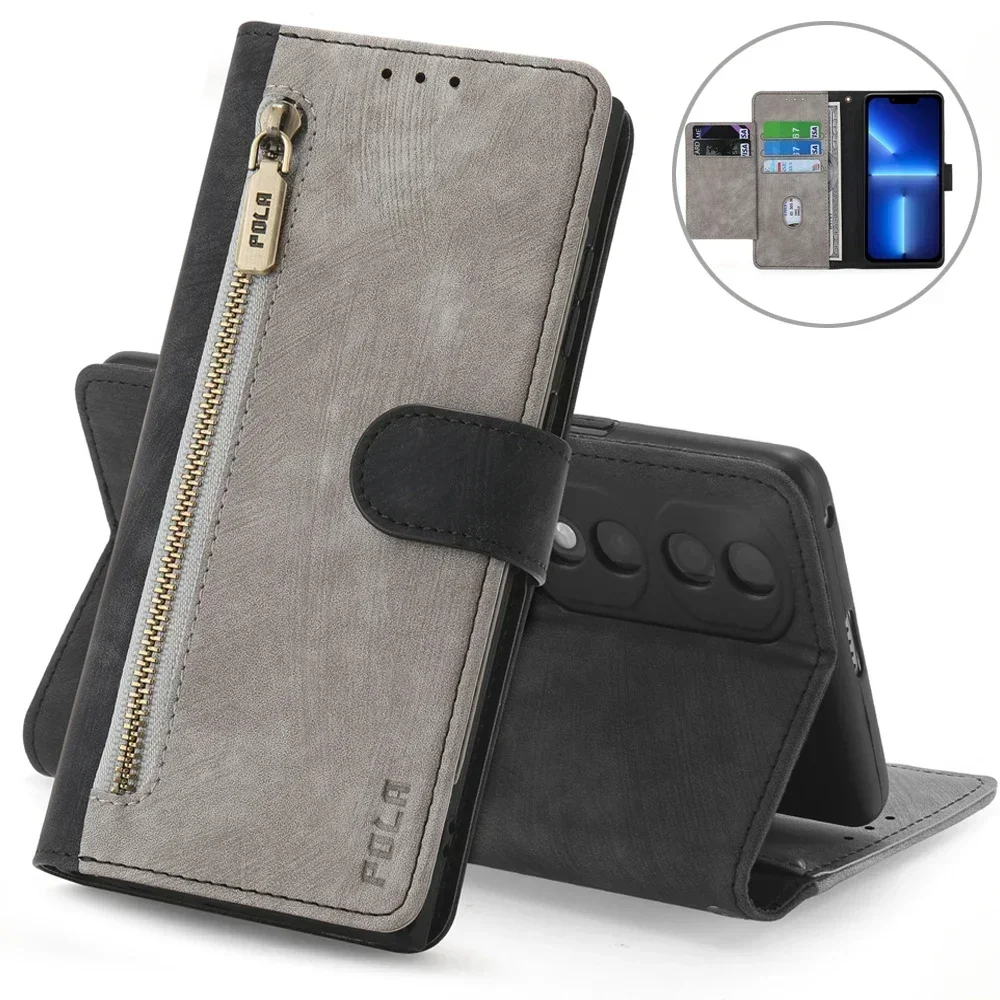 Leather Zipper Wallet Phone Case - Smart Book Cover