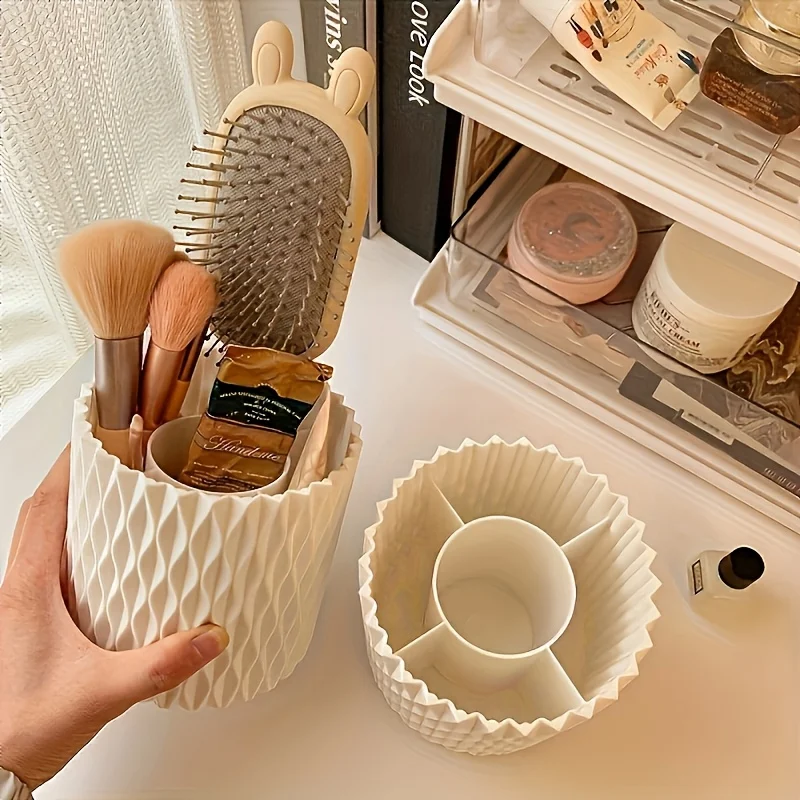 360° Rotating Makeup Brushes Holder Cosmetic Brush Storage Box Desktop Organizer Lipstick Pen Eyebrow Pencil Jewelry Container 3