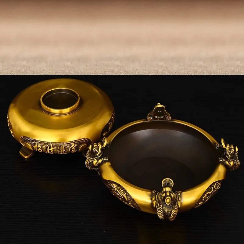 Golden Toad Money Frog & Treasure Bowl Set, Brass Wealth Luck Prosperity, Home Office Desk Decor, Feng Shui Gift for Housewarmin