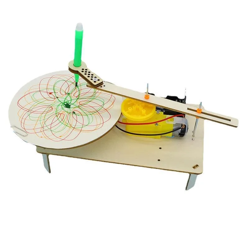 Fai da te creativo plotter elettrico in legno disegno Robot stelo bambini modello pittura automatica scienza elettronica kit esperimento