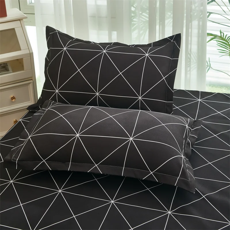 Solstice Bedding Black Diamond Plaid Mattress Cover Protector Kid Child Teen Aldult Bed Linen Fitted Bed Sheets Sets Double Bed 3