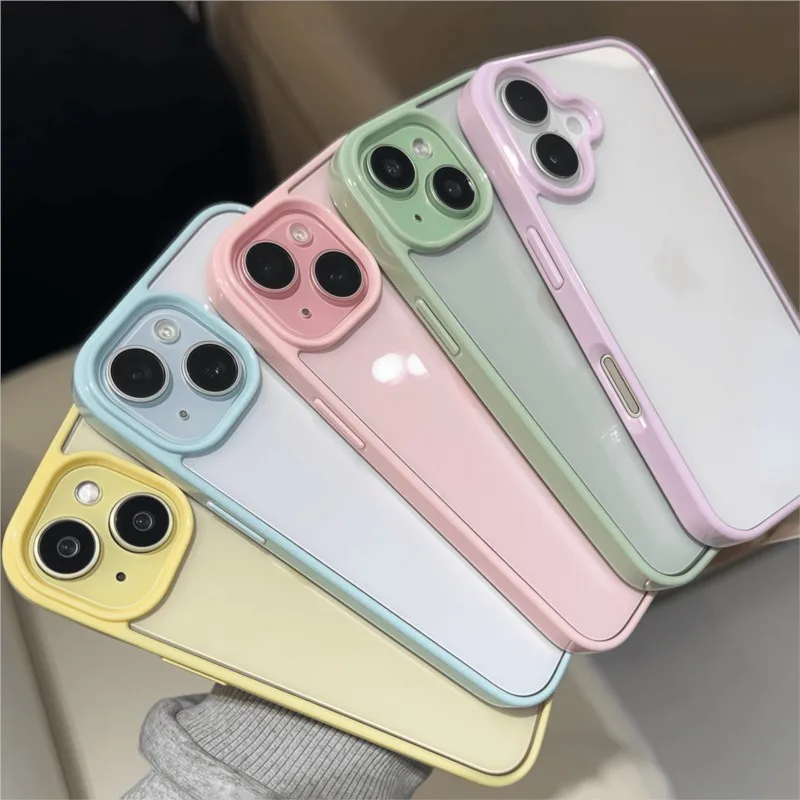 Luxury Clear Candy Color Case For iPhone 16 16E 15 14 Plus 13 12 11 Pro Max Shockproof Bumper Protective Cover Phone Accessories 1