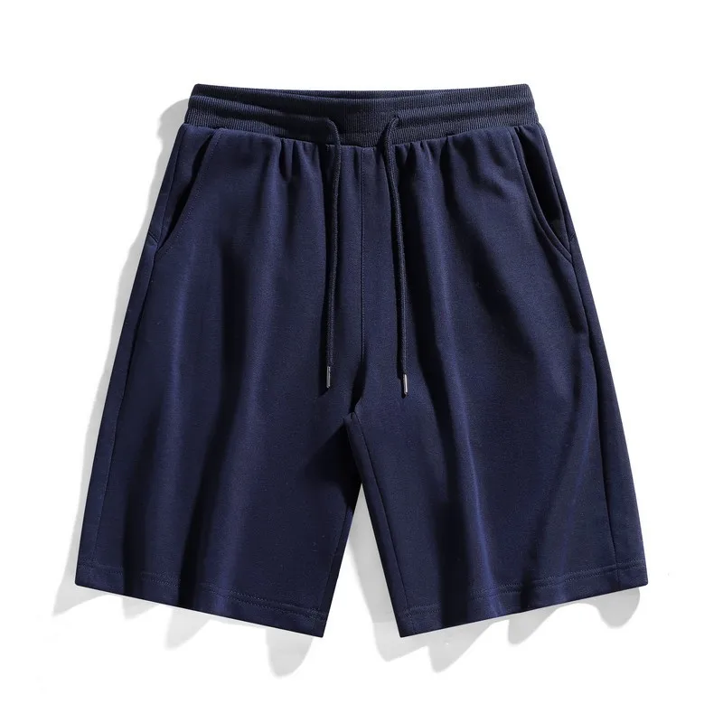 New Male Fashion Versatile Summer 100% Cotton Basketball Sports Shorts For Men'S Loose Casual Solid Color Beach 5-Point Pants