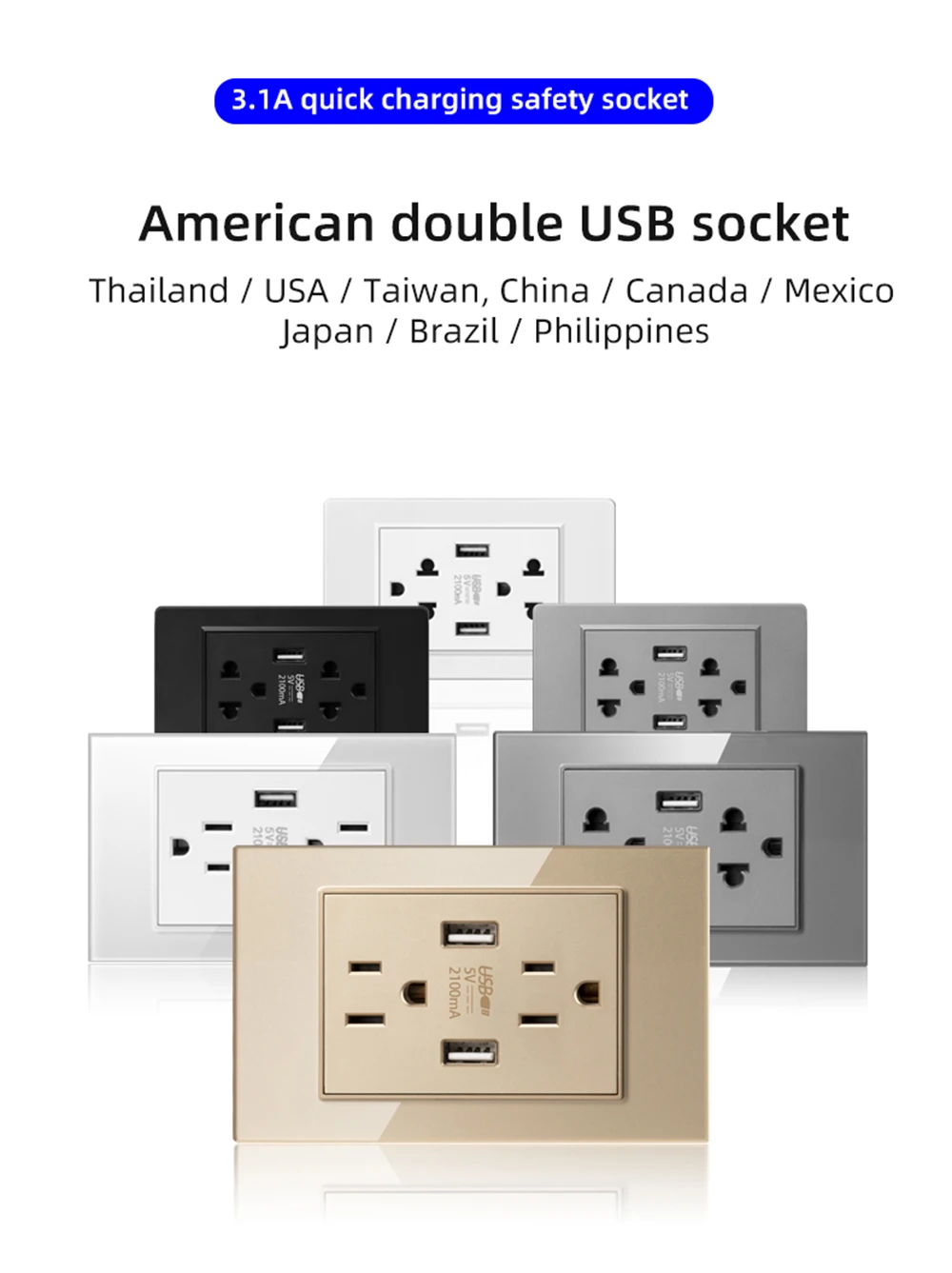 Tomada parede usb carregamento rápido