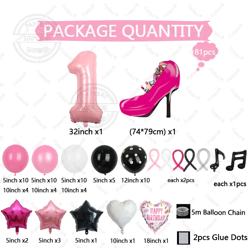 81-teiliges Kosmetik-Set mit High-Heels-Aluminiumfolienballons für Valentinstag-Partydekoration, Geburtstags-Make-up-Party und Gedenkfeier – Detail 1