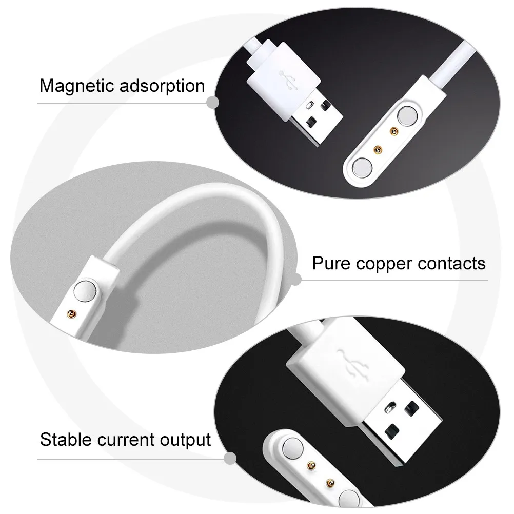 2Pcs 2Pin 자기 충전 케이블 스마트 시계 충전기 케이블 범용 교체 충전 코드 안전하고 빠른 안정적인