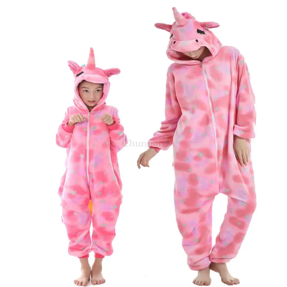 Winter Kigurumi Dinosaur Unicorn Animal Pajamas for Adult Unisex Kigurumi Pajamas Unicornio Pijamas for Women Men's Sleepwear