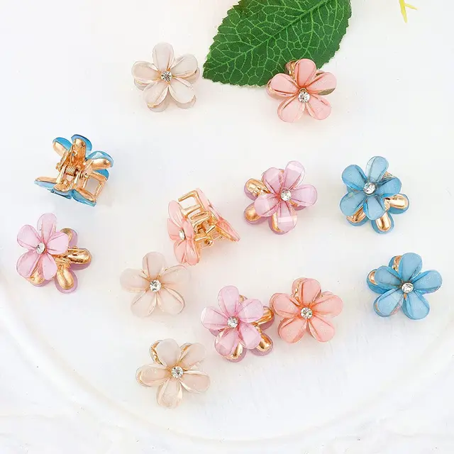 10pcs Crystal Flower Hair Clip Rhinestone Alloy Hair Clip Suitable For Sweet Summer Side Clip Hairstyle Accessories For Girls 3