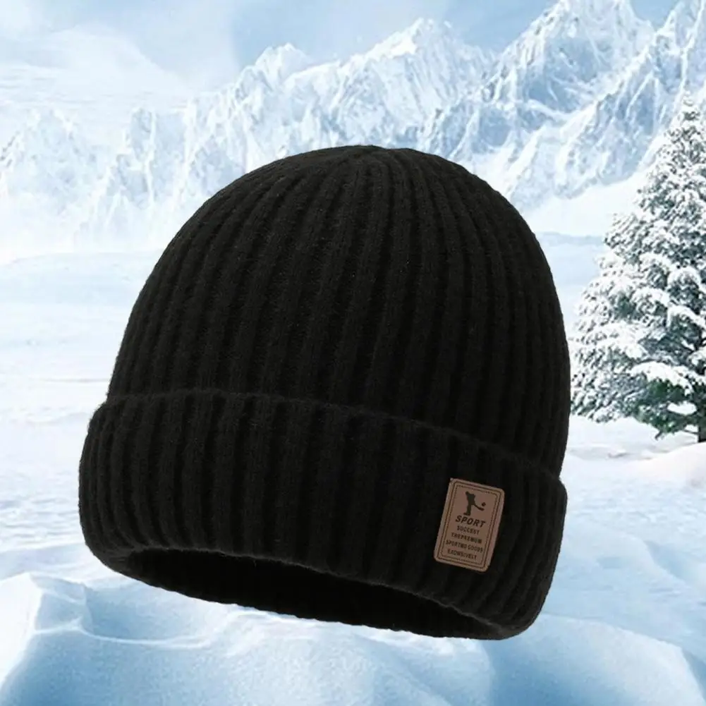 

Beanie Cap Cozy Fleece Lined Beanie Hat for Winter Soft Elastic Skin-friendly Headgear for Weather Solid Color Warm Hat Solid