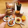 NEW Cute 1/6 Scale Dollhouse Miniature Breakfast Mini Bread Waffle Bacon Bagel Clay Food for Doll Kitchen Toys Accessories 2