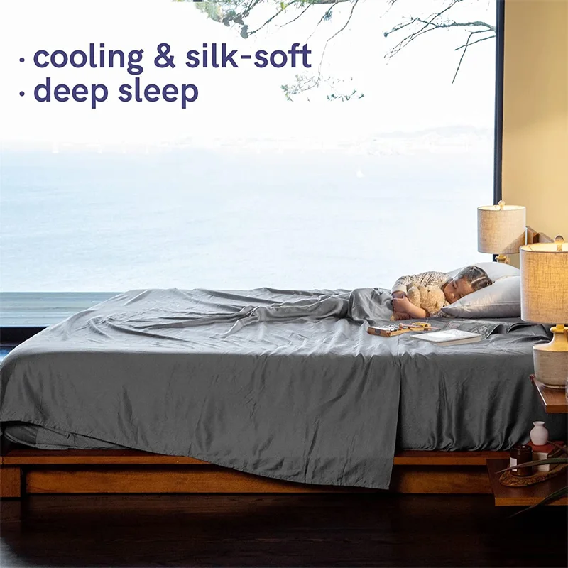 Bamboo Bed Sheet Set Double Queen King Size Bedding Set Luxury 4/6PCS 100% Organic Bamboo Fitted Sheet Flat Sheet Pillowcase 3