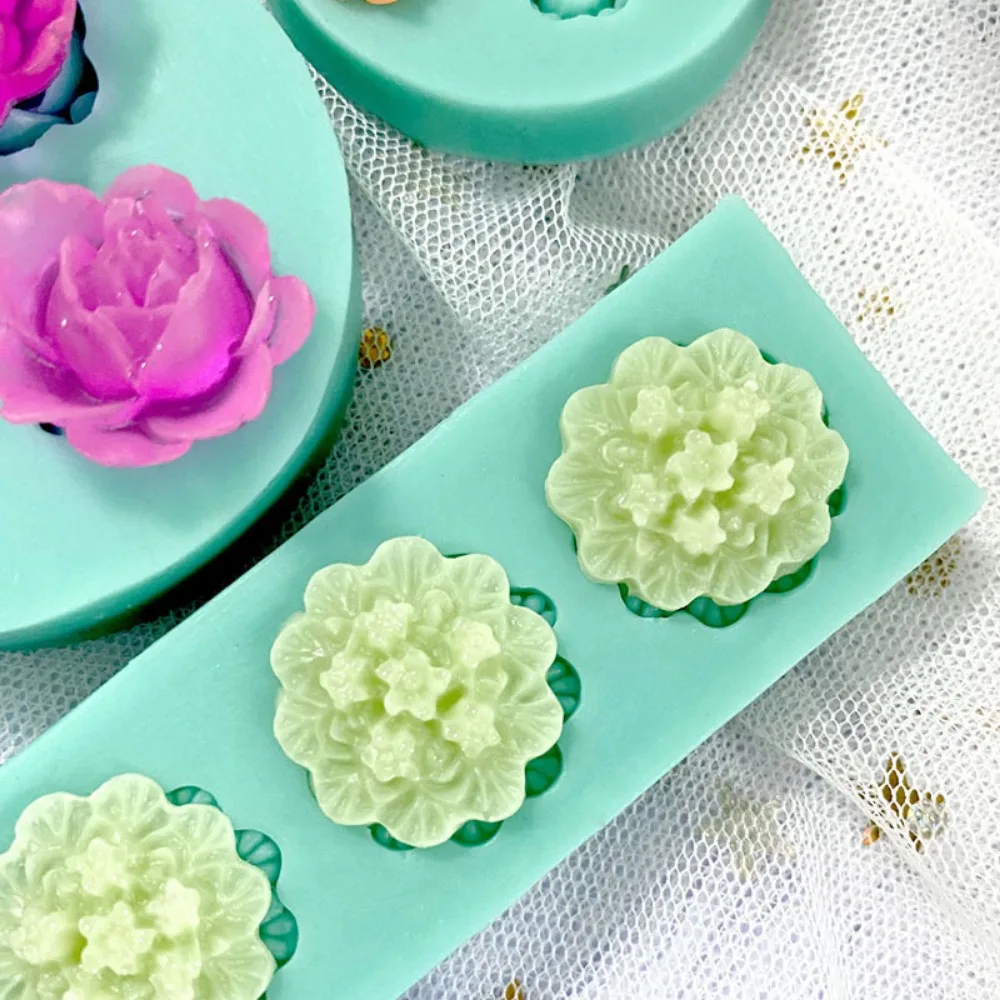 Mini flowers silicone mold for fondant polymer clay cake decor flowers mold