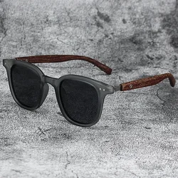 Trendy Retro Wood Grain Polarized UV Protection Sunglasses (Matte - Greyblue)