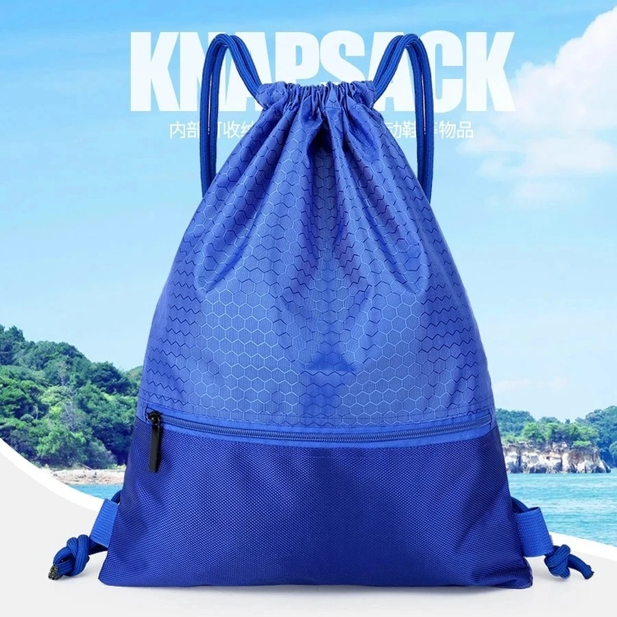 

Universal Fitness Drawstring Bag Large Capacity Outdoor Sport Storage Bag Thick Rope Ball Bag Nylon Waterproof Zipper Backpack