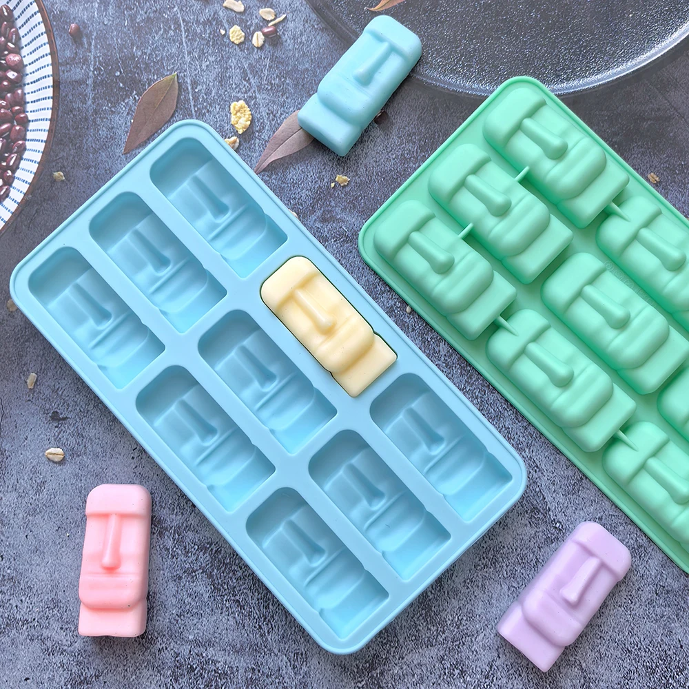 Creative Easter Island Stone-Shaped Ice and Chocolate Mold Tray