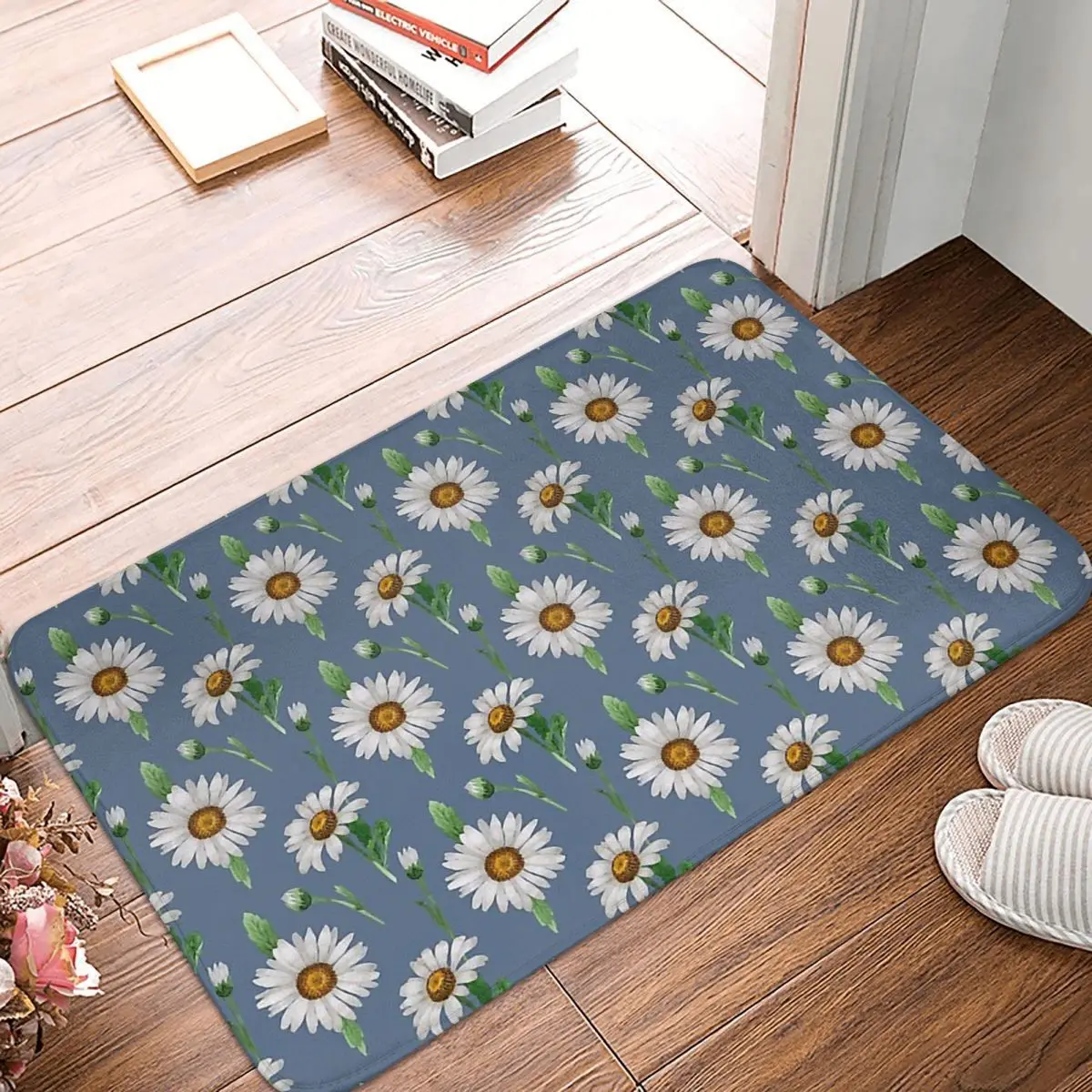 

Daisies Non-slip Doormat Kitchen MatBoho Flower Balcony Carpet Entrance Door Rug Bedroom Decorative