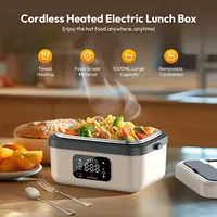 Boîte à lunch électrique portable, capacité de 1L et batterie externe de 16000mAh, auto-chauffante sans fil pour le travail, les voyages, la voiture, le bureau 2