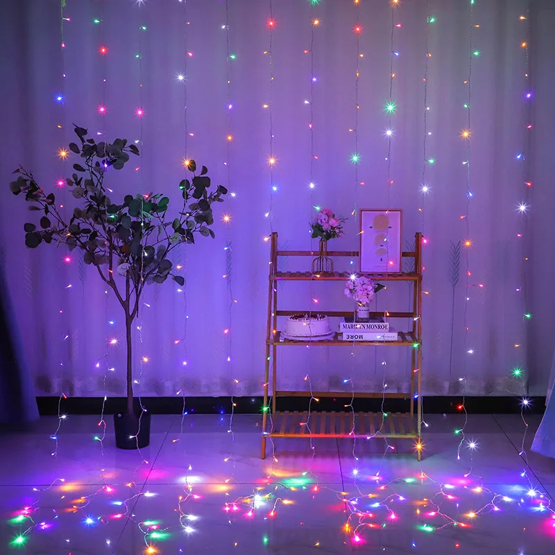 3/6M Window USB 8 Modes Curtain Lights Fairy Garland Light String Christmas Wedding Party Festoon Home Decoration