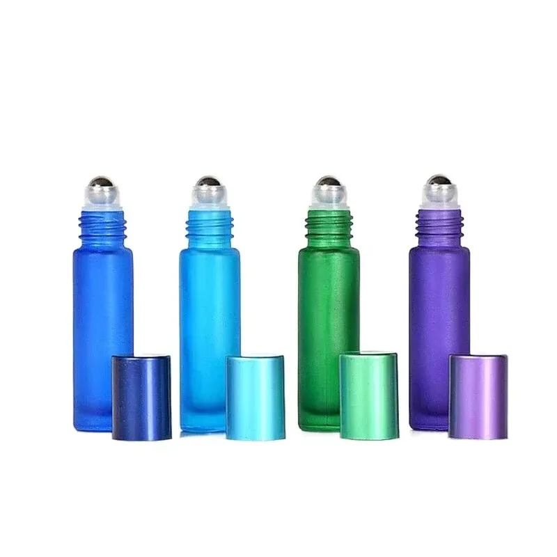 Frosted Glass Essential Oil Roller Bottle with Stainless Steel Ball - 5ml/10ml