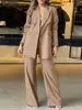 ZANZEA 2PCS Elegant Lapel Neck Long Sleeve Blazer Suits Fashion Autumn Outifit Women OL Work Tracksuit Solid Wide Leg Pants Sets 1