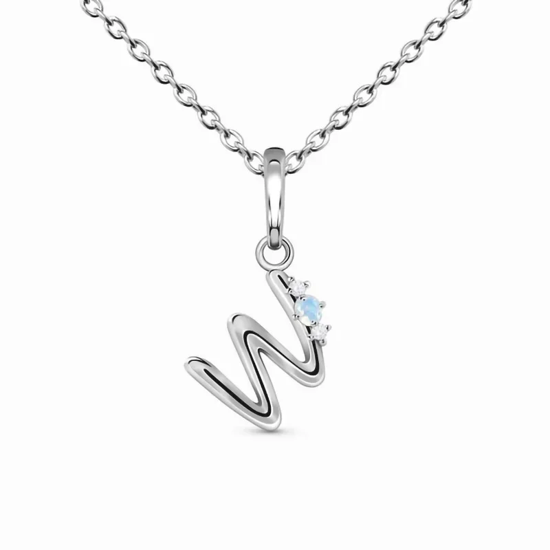 

Hot Selling S925 Sterling Silver Letter W Moonlight Stone Pendant Necklace Women's Small Design Fashion Jewelry