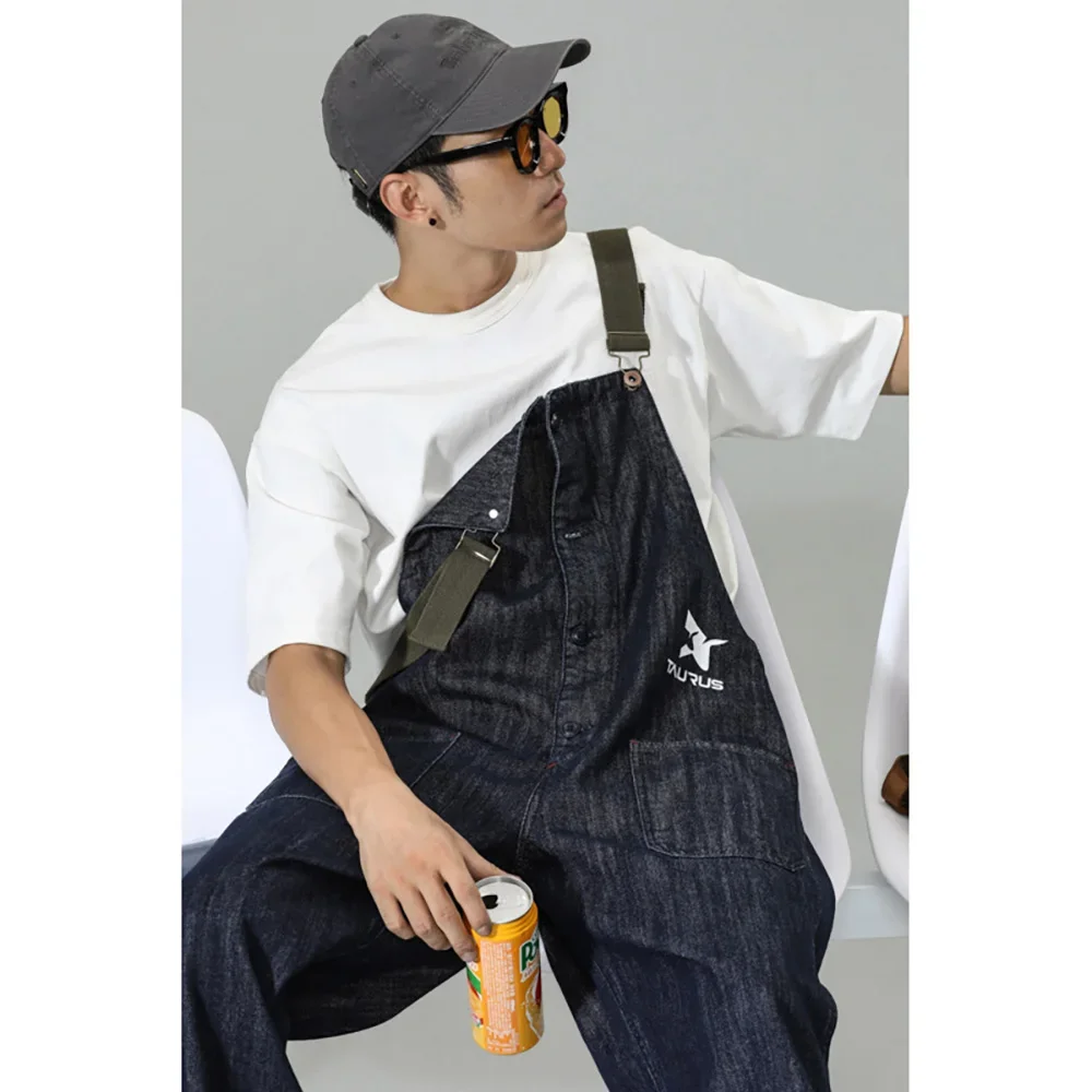 

Bib Cargo Pants Loose Baggy Overalls Jeans Men's Youngth Relaxed Denim Straight Jumpsuit Streetwear Suspender Hiphop Trousers