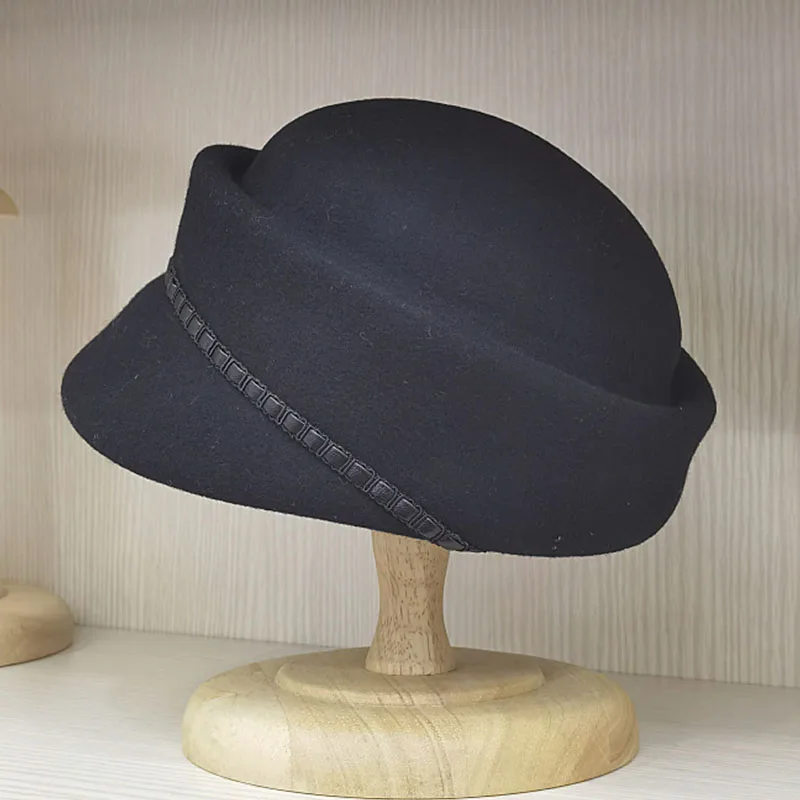 Hot Sale Women Winter Hats Wool Beret Felt Fedora Leather Band Pillbox Wedding Church Ladies Hat Millinery Fascinator Base_voghion.com